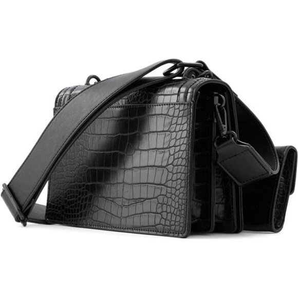 Womens Small Crossbody Shoulder Bag Two Compartment Purse Day to Night Handbag - Picture 5 of 7